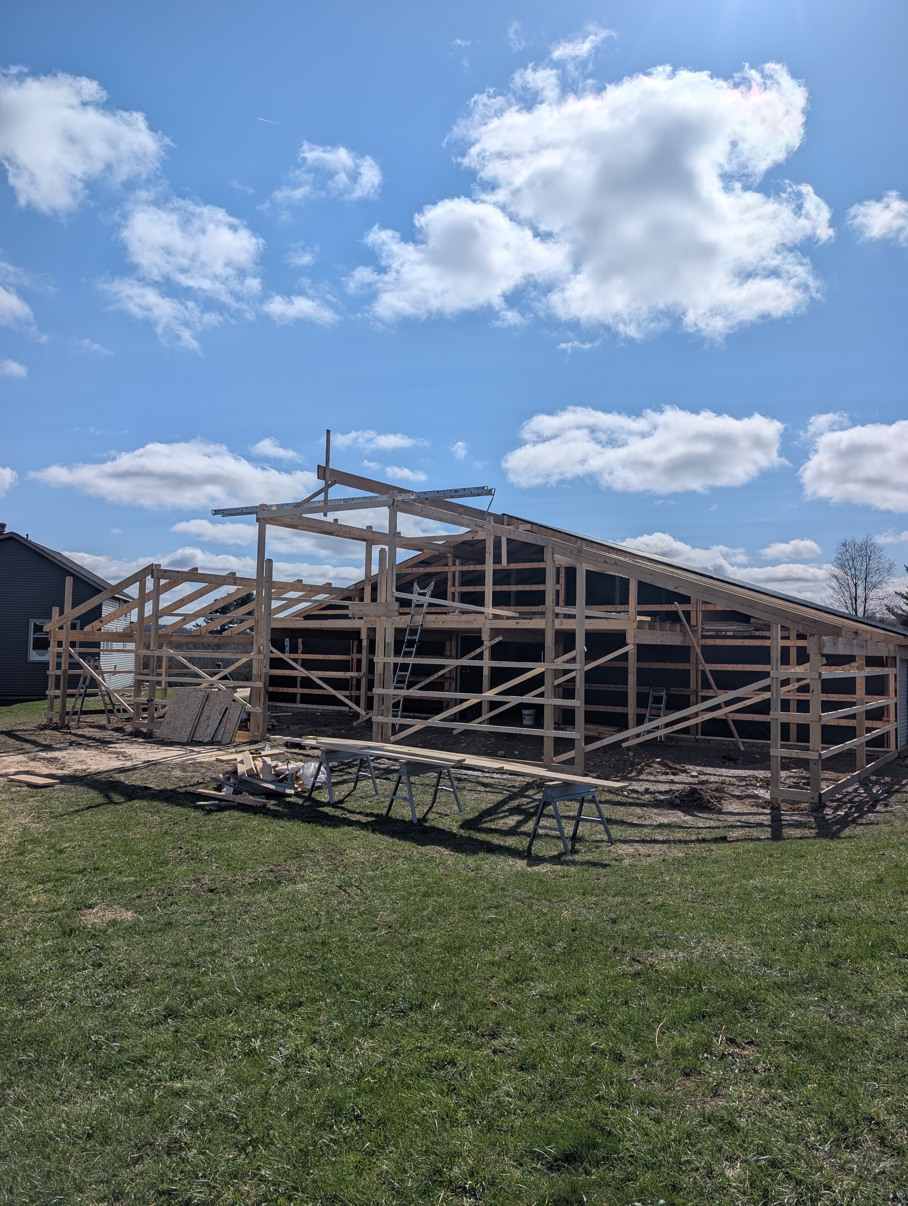 New home framing in progress